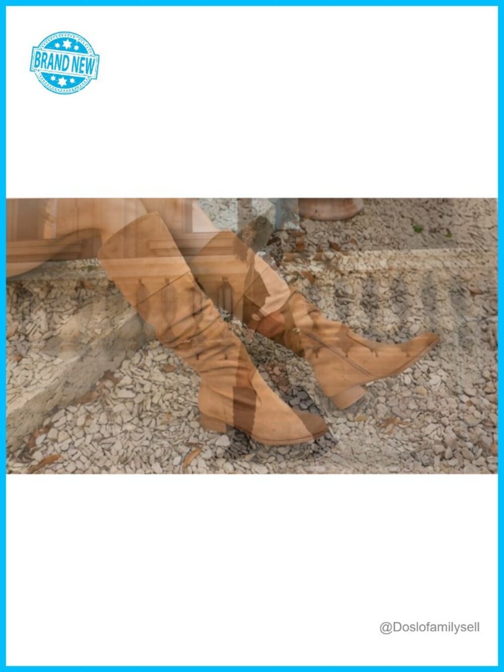 Suede Knee High Flat Slouchy Boots with Zipper - Picture 6 of 6